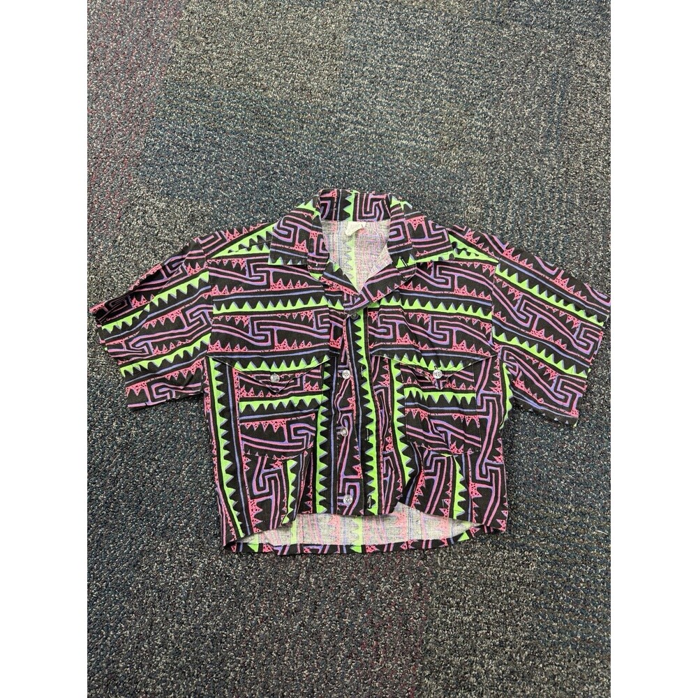 Vtg Night Rider Womens Crop Shirt Size XSmall  Geometric Western